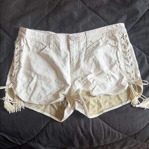 Blank NYC White Lace-Up Side Tassel Shorts